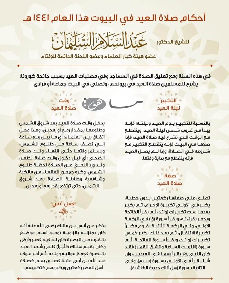 أحكام صلاة العيد في البيوت