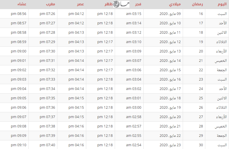 إمساكية رمضان 2020 إسطنبول