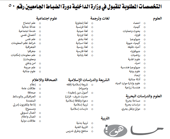 التخصصات المطلوبة في كلية الملك فهد الامنية 1441