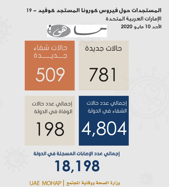 كم عدد حالات كورونا في الامارات اليوم