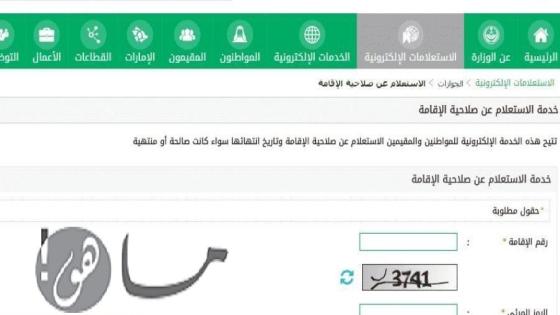 الإستعلام عن صلاحية الإقامة